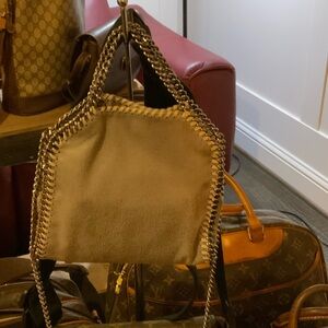 Stella McCartney Tan Chain-Embellished Shoulder Bag